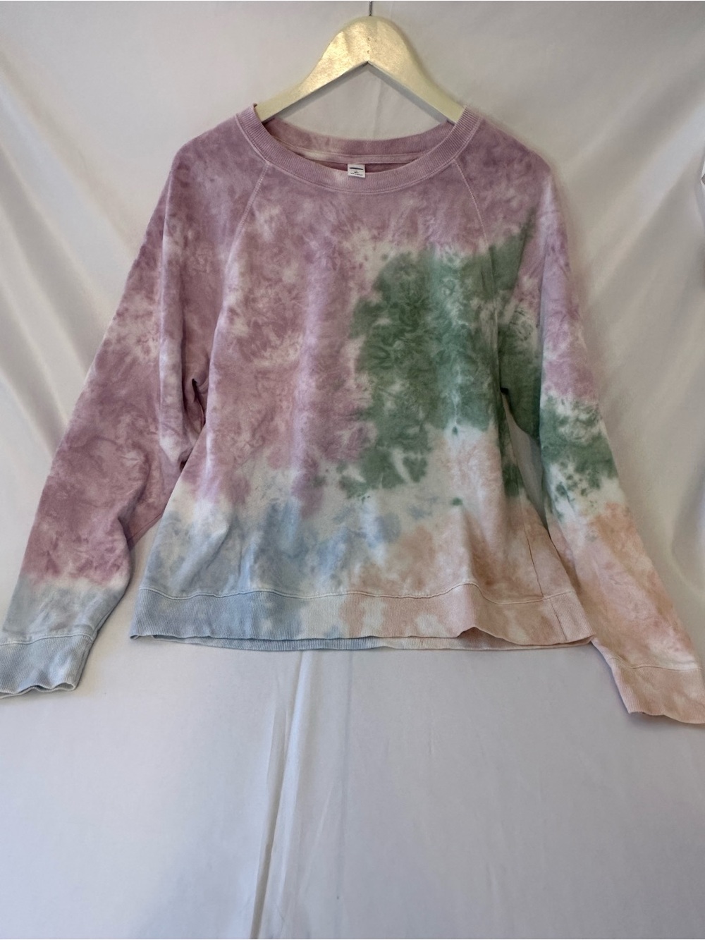 Old Navy Pastel Tie-Dye Crewneck Sweatshirt in Pink, Green & Blue